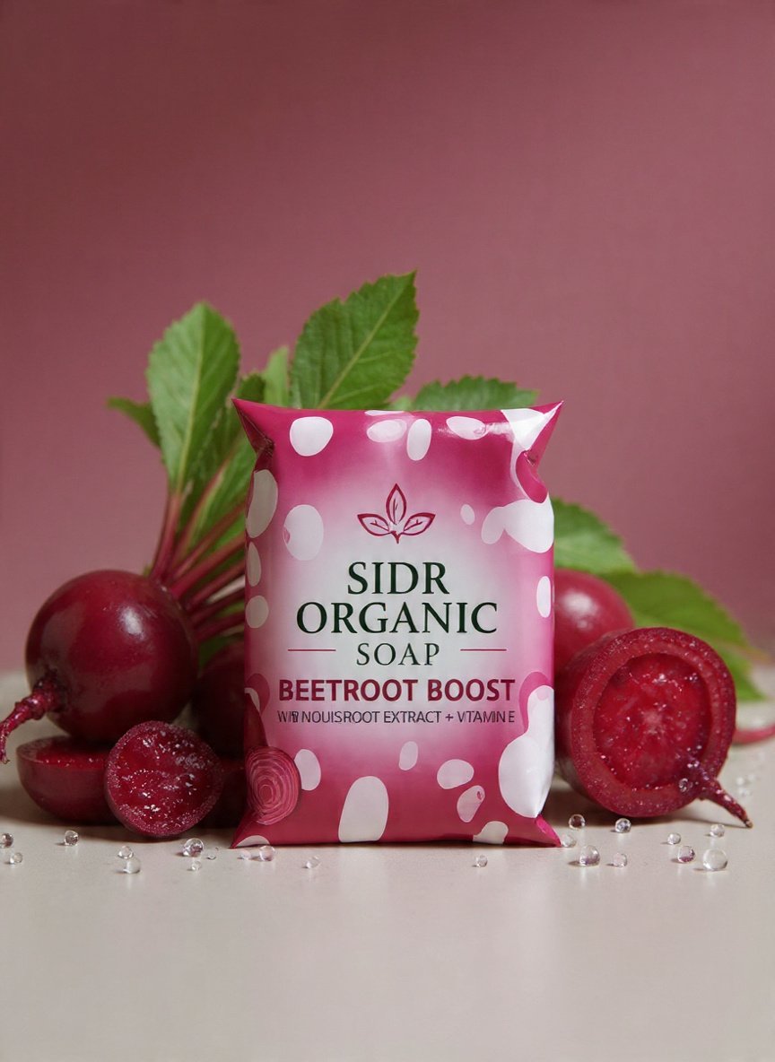 Sidr Organic Soap Beetroot Boost – Brightening Herbal Soap with Vitamin E - Image 2